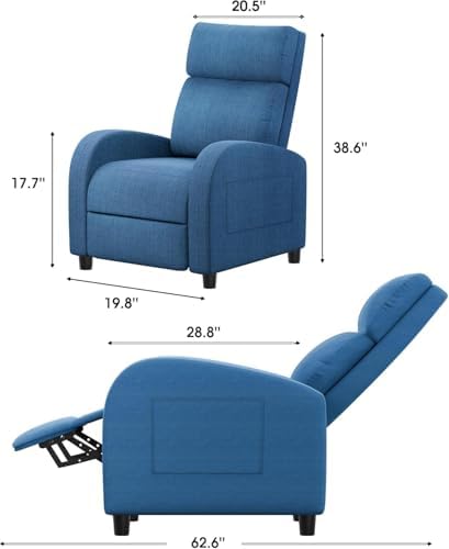 Homall Recliner Chair, Recliner Sofa Fabric for Adults Dark Blue Recliners