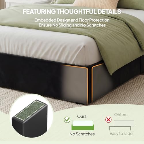 Welzona Full Size Upholstered Bed Frame with Headboard & 4 Drawers, Black