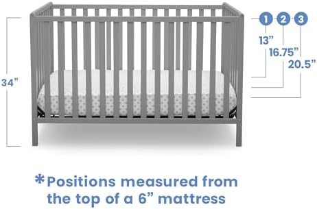 Delta Children Heartland 4-in-1 Convertible Baby Crib & Mattress, Grey