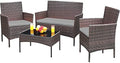 Greesum Patio Furniture 4 Pieces Conversation Sets,Brown and Gray