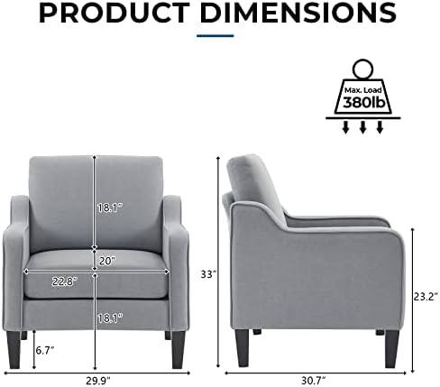 VINGLI Accent Chairs Set of 2, Modern Traditional Armchair for Living Room