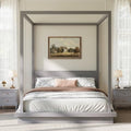 Queen Size Canopy Bed with Headboard (Gray)