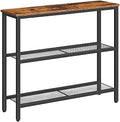 HOOBRO 29.5" Narrow Console Table, 3-Tier Entryway Table, Thin Sofa Table with Shelves, Side Table, Display Table, for Hallway, Entrance, Living Room, Bedroom, Rustic Brown and Black BF73XG01