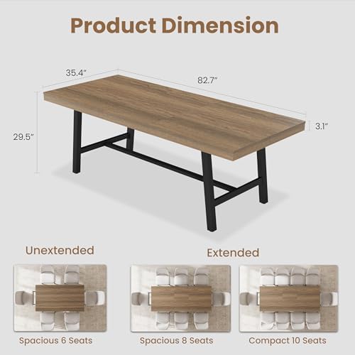 Garvee 63-83" Expandable Dining Table, Large Kitchen Table, Rustic Pear