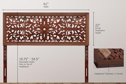 COTTON CRAFT Solid Wood Sturdy Queen Headboard - Rustic Antique Brown