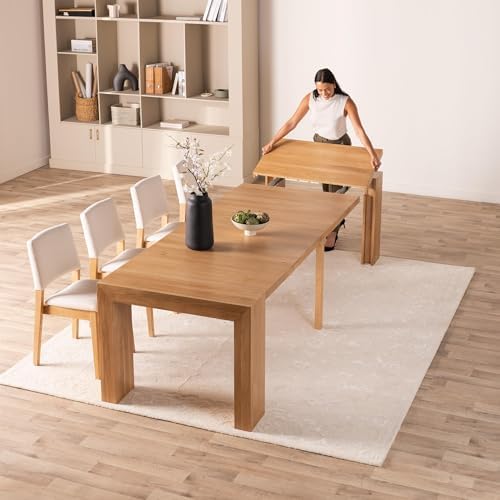 Transformer Table Solid Wood Extendable Dining Table, Natural