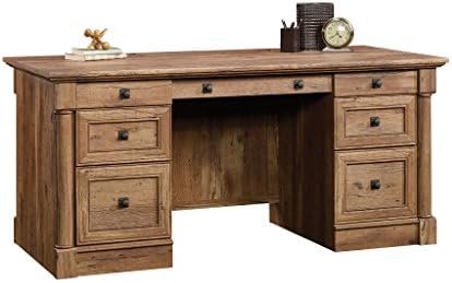 Sauder Palladia Executive Desk, 29.5"D x 65.1"W x 29.61"H, Vintage Oak finish