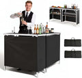 VEVOR Folding Portable Bar Table, 2 pcs, 38.6 x 15.2 x 34.3 in, with Carry Bag, Storage Shelf, Detachable Skirt, Quick and Easy Setup, Foldable Mobile Bartending Station for Events, Party, Tradeshow