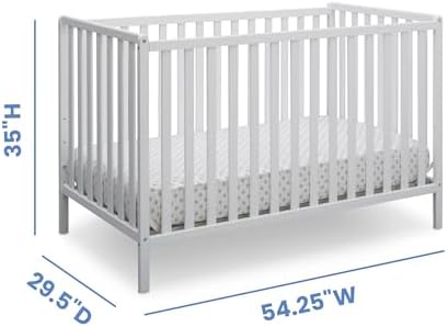Delta Children Heartland 4-in-1 Convertible Crib & Mattress, Bianca White