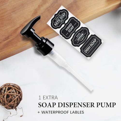 Amolliar Plastic Mason Jar Soap Dispenser with Pump Lid 16OZ -2 Pack Black