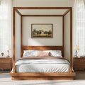 Queen Size Canopy Bed with Headboard (Brown)
