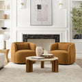 KINWELL 34" W Boucle Swivel Barrel Chairs with Pillow Set of 2, Brown