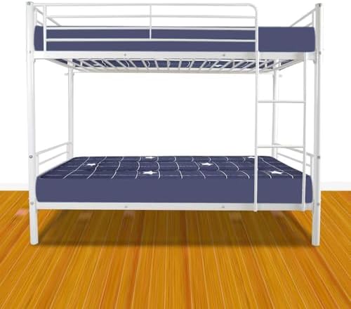 Karl home Metal Bunk Bed Twin Over Twin with Built-in Ladder, White