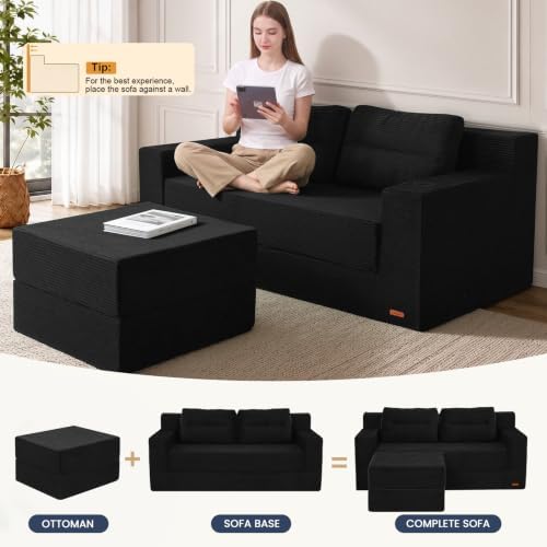 COMAX Futon Sofa Bed, Convertible Sofa Bed, Folding Boneless Couches