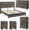 AMERLIFE 5-Piece Farmhouse Bedroom Set, Queen Bed Frame & Dresser, Grey