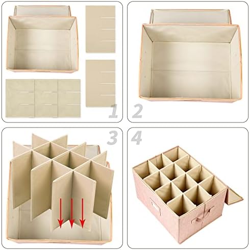 Wine Glass Storage Box, Stemware Storage Containers Cases with Dividers