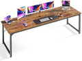 Huuger Computer Desk, 80 Inch Office Desk, Gaming Desk with Storage, Writing Desk Work Desk for Home Office, Study, Long Simple Desk, Large Legroom, Metal Frame, Rustic Brown