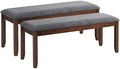 GIANTEX 2-Pack Dining Room Bench with Upholstered Padded Seat, Wood Bench for Bedroom, End of Bed, Entryway, Kitchen, 47” x 15.5” x 19.5” Ottoman, Indoor Rubber Bench Seat, Grey