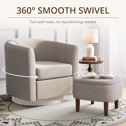360° Swivel Accent Chair with Storage Ottoman