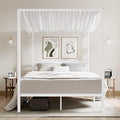 ikalido Queen Size Metal Canopy Bed Frame, Heavy-Duty Support, White