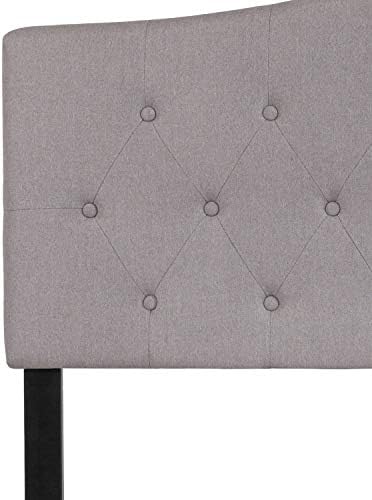 EMMA + OLIVER Light Gray Full Button Tufted Headboard