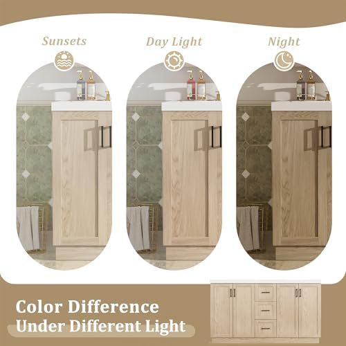 LUMISOL 60 Inch Bathroom Vanity with Double Sink, Wooden Freestanding Bathroom Cabinet with 3 Drawers & 4 Soft-Close Doors, Large Double Sink Vanity with SMC Sinks, Wood