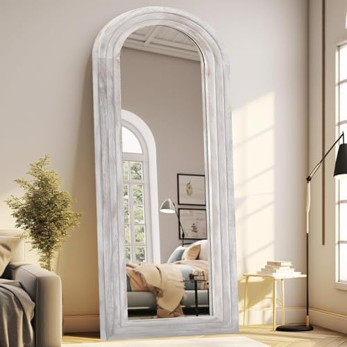 ZHUNFA Arched Full Length Mirror with Solid Wood Frame
