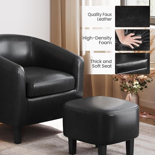 Yaheetech Accent Chairs with Ottoman, Faux Leather Set of 2, Black