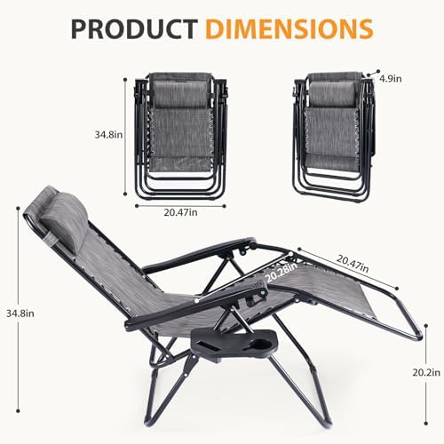 NEWBULIG Zero Gravity Chairs Set of 4, Folding Lounge Recliner Chair