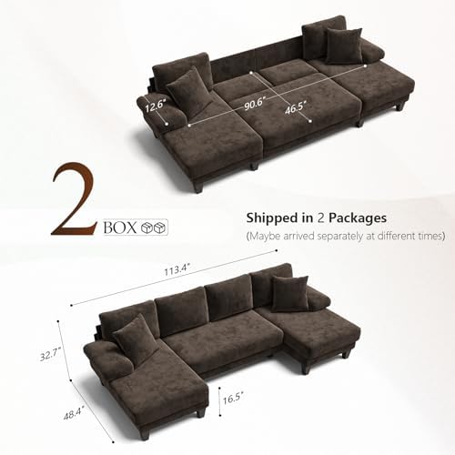 Txtin's Sleeper Sofa with Pull Out Bed 112 Inch U Shaped Sectional Couch