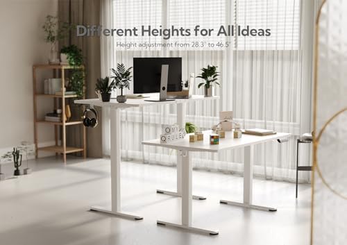Claiks Electric Height Adjustable Standing Desk, 48x24 Inch, White