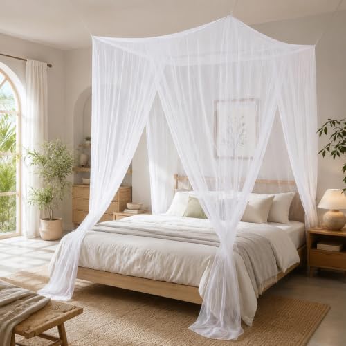 Canopy Bed Curtains for Full Queen King Size Bed, Mosquito Net for Bed