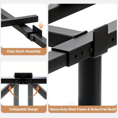 Twin Size 7 Inch Low Profile Metal Platform Bed Frames, Adjustable Length