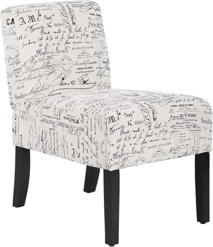PayLessHere Modern Living Room Chairs - Armless Fabric Accent & Side Chairs with Solid Wood Legs, White