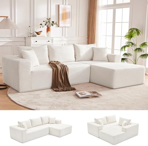 Mangodan 110” Boneless Couch, Cloud Sectional Sofa for Living Room, Beige