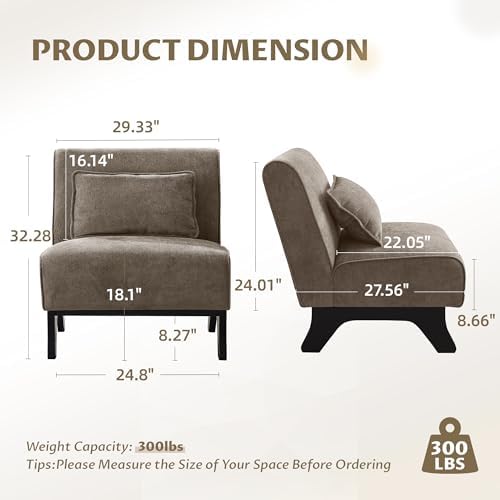 Armless Accent Chairs Set of 2 Upholstered Living Room Side Chairs
