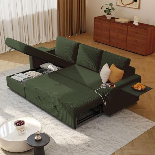 Ball & Cast 80" Sectional Sleeper Sofa Bed Pull Out Couches for Living Room