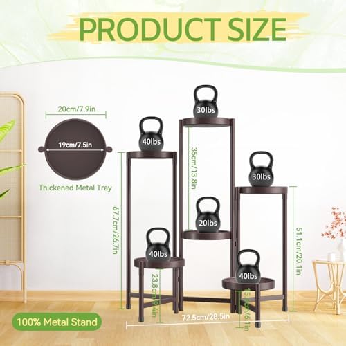 iDavosic.ly Plant Stand Indoor Outdoor, 6 Tier Metal Corner Shelf, Bronze