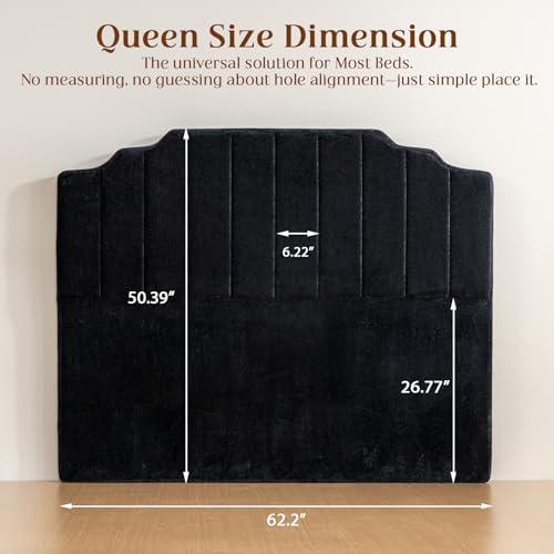 Queen Headboard, Black Upholstered Headboard for Bed, No Assembly