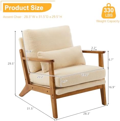 Karl home Mid-Century Lounge Accent Chair, Khaki