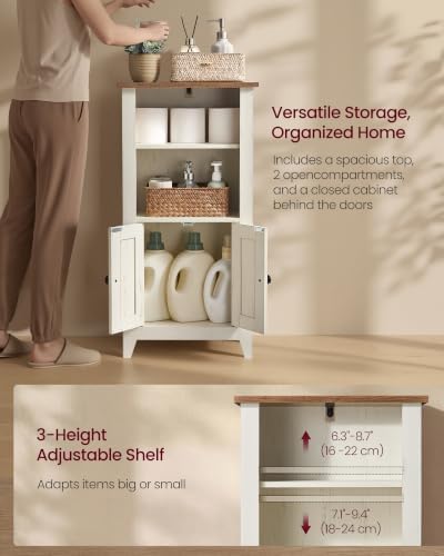 VASAGLE Farmhouse Storage Cabinet with 2 Barn Doors, Adjustable Shelves