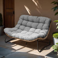 Outdoor Loveseat, Boho Rattan Patio Couch with Soft Cushion (Dark Gray)
