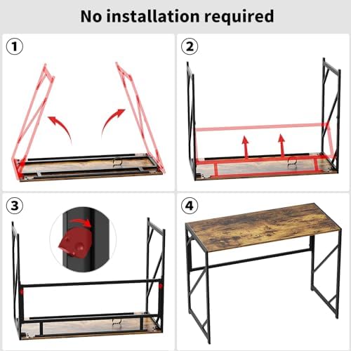 Elephance Folding Desk Writing Computer Desk for Home Office No-Assembly