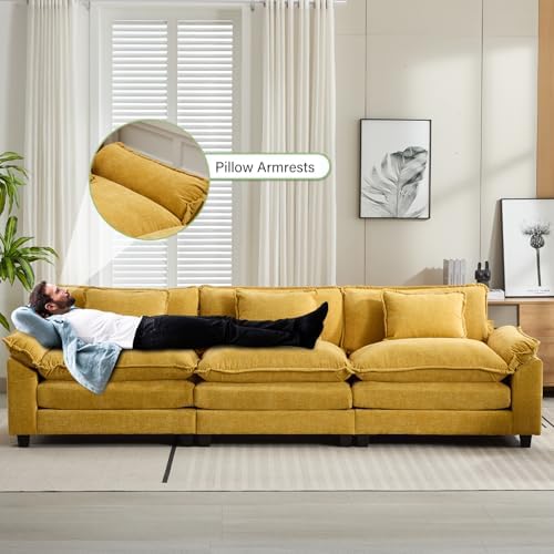 Oprisen 120" Modular Sectional Sofa, Comfy 3 Seater Deep Cloud Couch