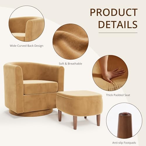 360° Swivel Accent Chair with Storage Ottoman