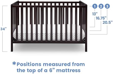Delta Children Heartland 4-in-1 Convertible Crib & Mattress, Dark Chocolate