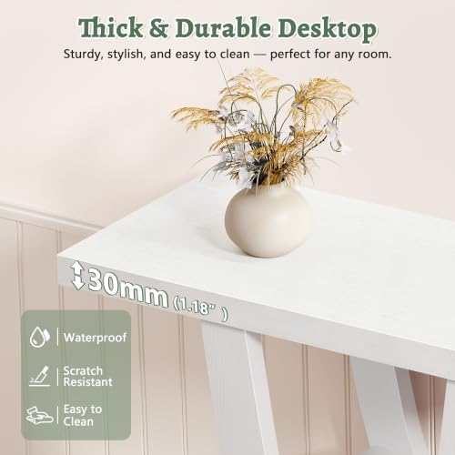 FAVOOSTY 39.4" Entryway Table, 3 Tier Hallway Table, Console Tables for Living Room, Narrow Entrance Table with Storage, Sofa Table Behind Counch, Accent Table for Entry Foyer, White
