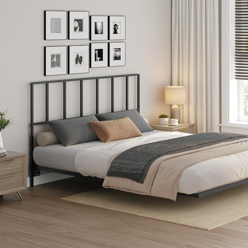 MAHANCRIS Headboard Queen Size, Metal Headboards with Universal Adapters, Adjustable Height, Modern Head Board Queen Size Only for Bedroom, Black
