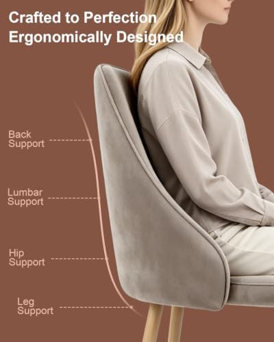High Back Dining Chairs Set of 2, Mid-Century Modern Living Room Chairs, Velvet Comfortable Seats with Sturdy Legs Upholstered Farmhouse Kitchen Chairs for Bedroom Office Easy Assemble-Grey