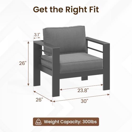 Kiss the Water Aluminum Patio Sofa, 2 PCS Dark Gray Outdoor Couch